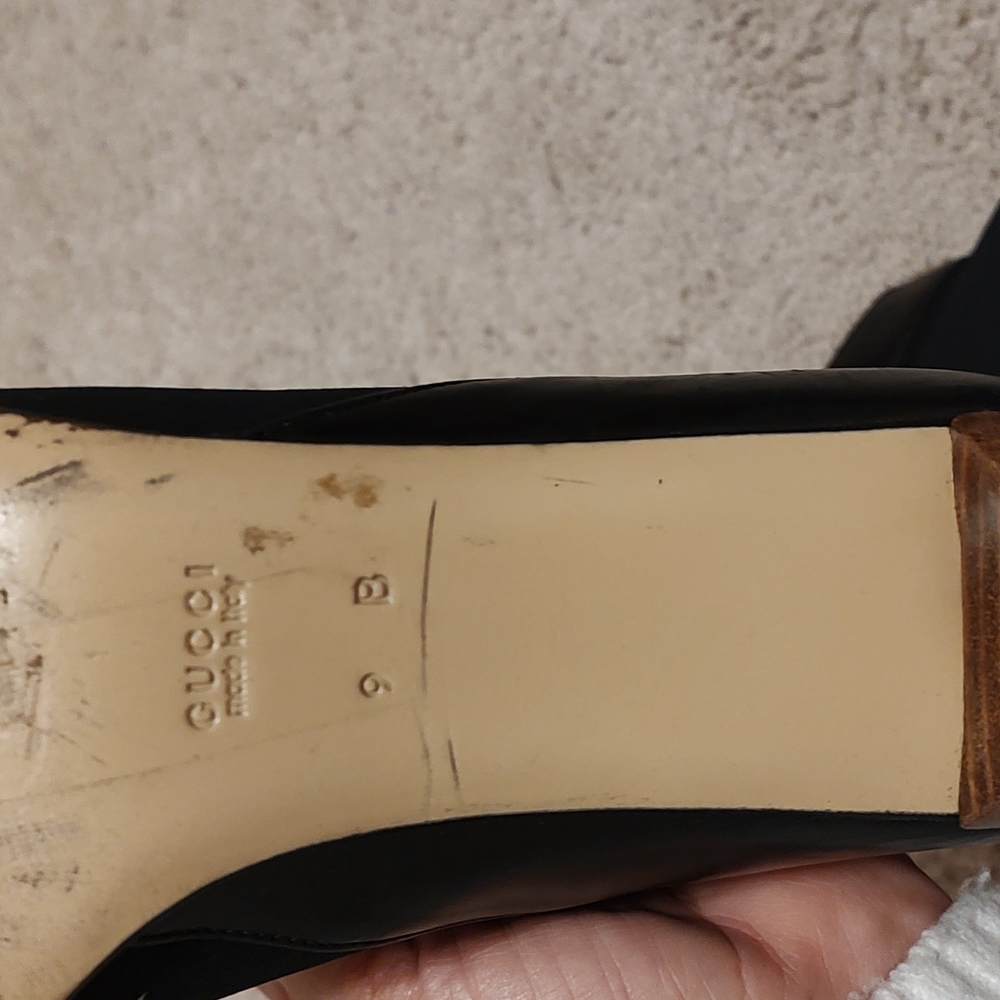 🖤 EUC Gucci Brand Ladies Neoprene/Leather Knee High Pointed Toe Heeled Boots, 9 - Picture 6 of 7
